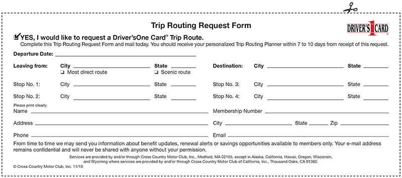 Driver 1 Card Trip Routing Request Form